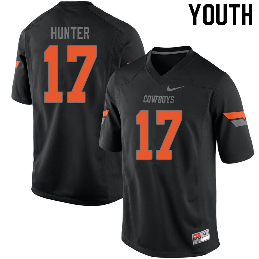 Youth #17 Michael Hunter Oklahoma State Cowboys College Football Jerseys Sale-Black - Click Image to Close